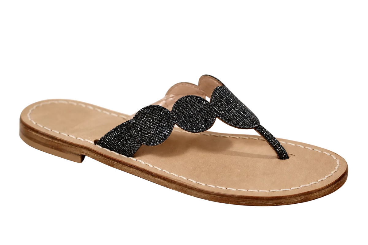 Glitter Thong Sandal with Wave Pattern 980