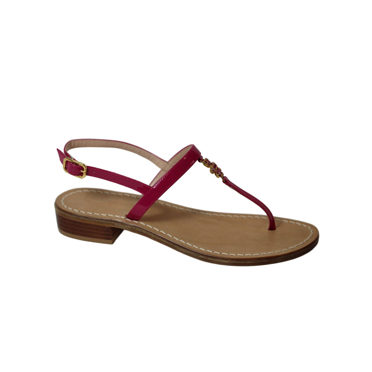 Suede Embellished Block Heel Thong Sandals Flawer