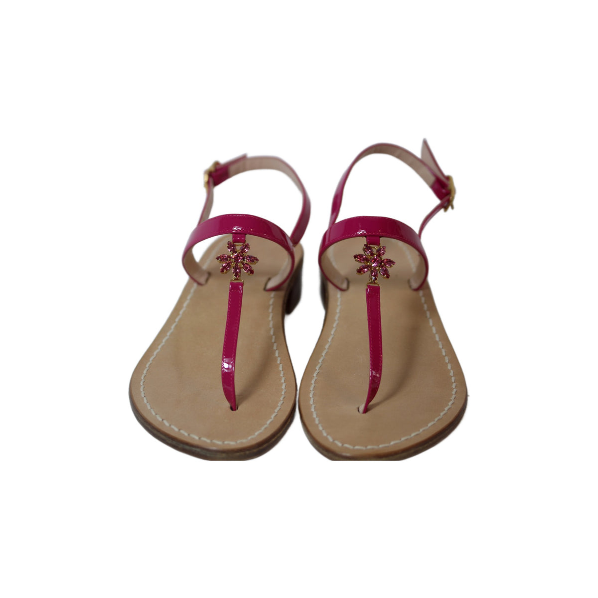 Suede Embellished Block Heel Thong Sandals Flawer